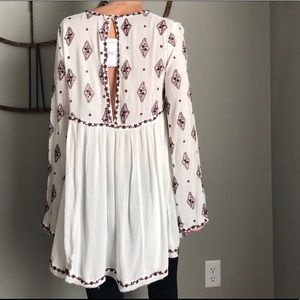 Free People Embroidered Bell Sleeve Top
